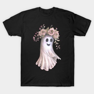 Boho Floral Cute Ghost T-Shirt